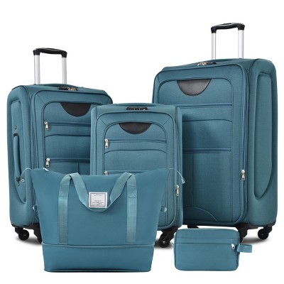 5-Piece Softside Luggage Set,Expandable Lightweight Suitcases with Spinner Wheels,Travel Duffel Bag and Toiletry Bag (20"/24"/28")-Cuddlewood