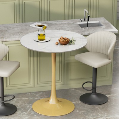 Artloge 100cm High Round Bar Height Bistro Pub Table Sintered Stone-top Breakfast Table