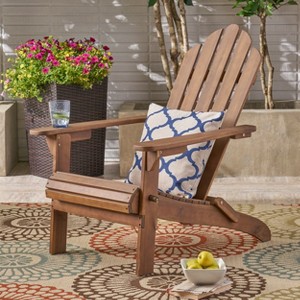 Okak Rustic Acacia Ardirondack Chair Foldable Ardirondack,1 Pc,Boho Leisure Chair with High Back&Slatted Frame for Porch,Backyard&Garden - 1 of 4