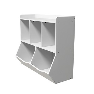 Wooden 3-Tier Kids Bookcase and Toy Organizer, 5-Section Storage Rack for Books and Toys, Toddler Cabinet & Footboard, Ideal for Nursery, Playroom - 1 of 4