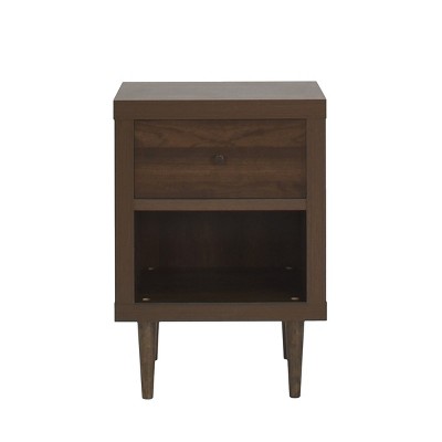 GlasFlength Nightstands Modern Mid Century Bedside Table with Single Drawer Simple Design for Bedroom Storage, Brown, 18.55"*16.15"*26.75"