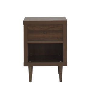 GlasFlength Nightstands Modern Mid Century Bedside Table with Single Drawer Simple Design for Bedroom Storage, Brown, 18.55"*16.15"*26.75" - 1 of 4