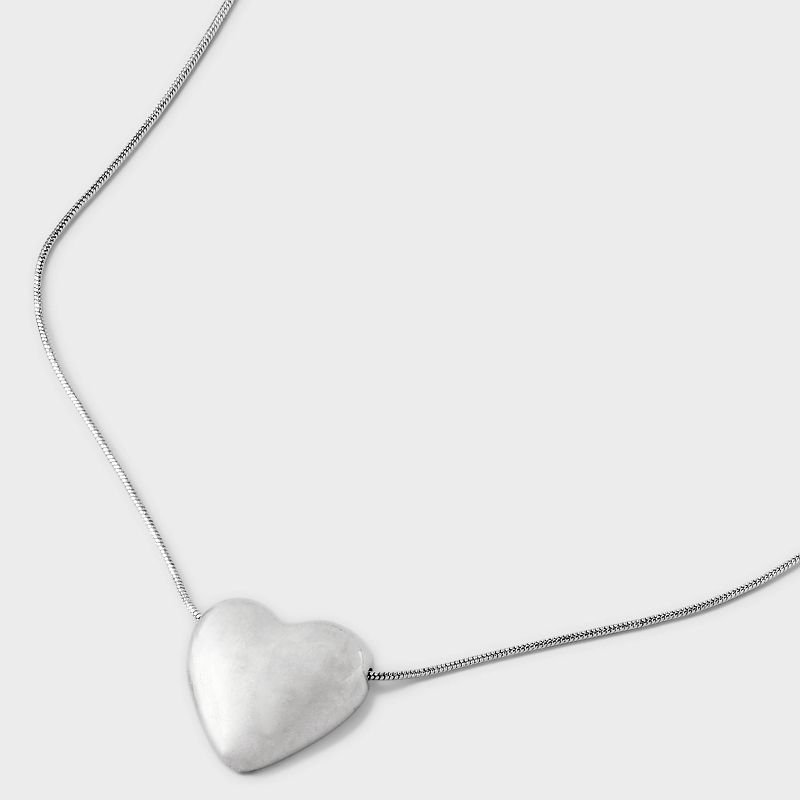 Slider Puffy Heart Necklace - Universal Thread&#8482; Silver, 4 of 5
