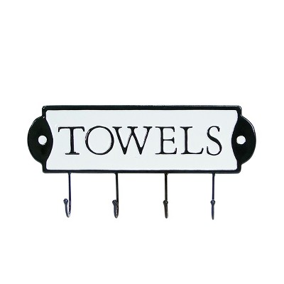 VIP Metal 15 in. White Labeled Towel Hooks Sign