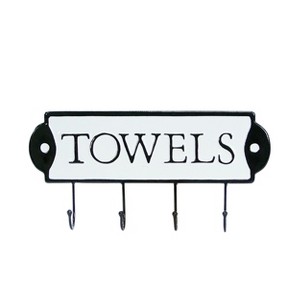 VIP Metal 15 in. White Labeled Towel Hooks Sign - 1 of 4