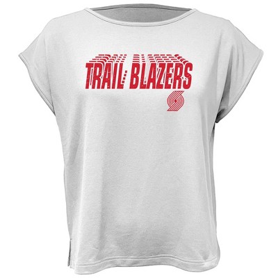 NBA Portland Trail Blazers Women's White Round Neck Short Sleeve T-Shirt