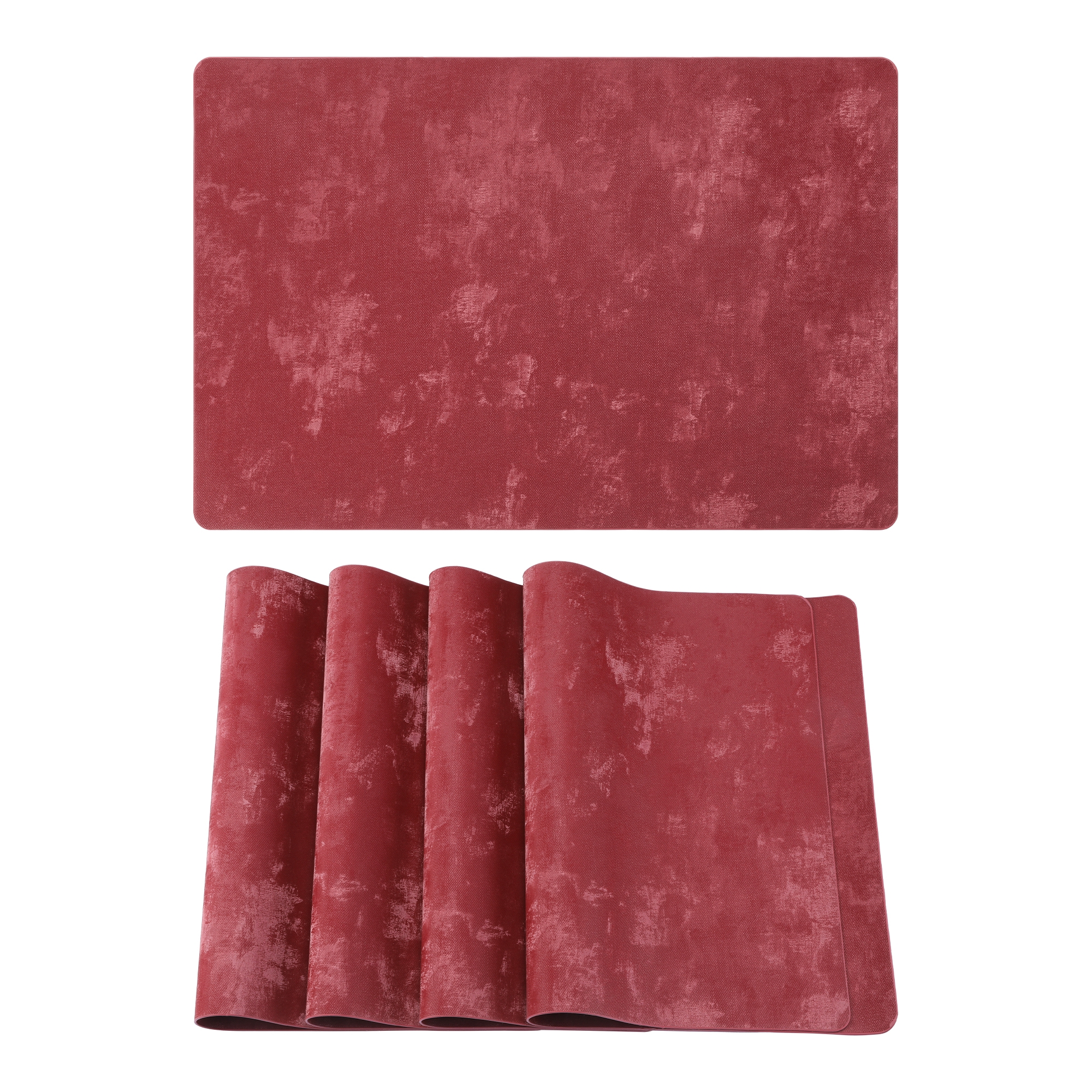 REGALWOVEN Placemats Set of 4 Waterproof Placemats for Kitchen Dining Table Decor Heat Resistant Table Mat Wine Red