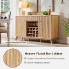 SinCiDo 60" Modern Fluted Wine Bar Cabinet, Coffee Bar with Wine & Glass Rack, 3 Drawers & Adjustable Shelves, Buffet Sideboard - 3 of 4
