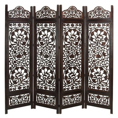 Wooden 4 Panel Room Divider Screen Brown - The Urban Port