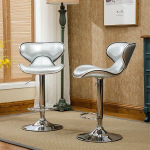 NicBex Dining Chairs Set of 2 Stool Upholstered Chair Airlift Adjustable Swivel Barstool with Chrome Base for Kitchen, Home Bar - 1 of 4