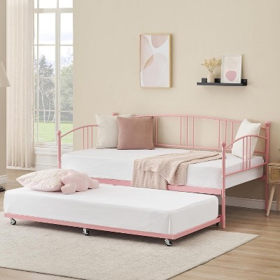 Twin Metal Daybed with Trundle, No Box Spring Needed