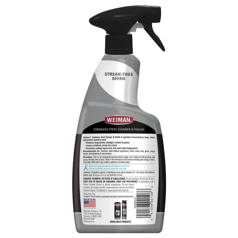 Weiman Stainless Steel Cleaner and Polish Trigger - 22 fl oz, 3 of 10