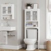 Over Toilet Storage Cabinet Above Toilet Storage Shelf with Glass Doors White Bathroom Organizer Behind Toilet Storage Unit - 4 of 4