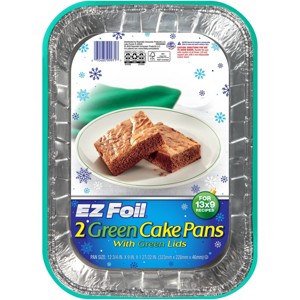 EZ Foil Green Holiday Cake Pan with Lids - 2ct - 1 of 4