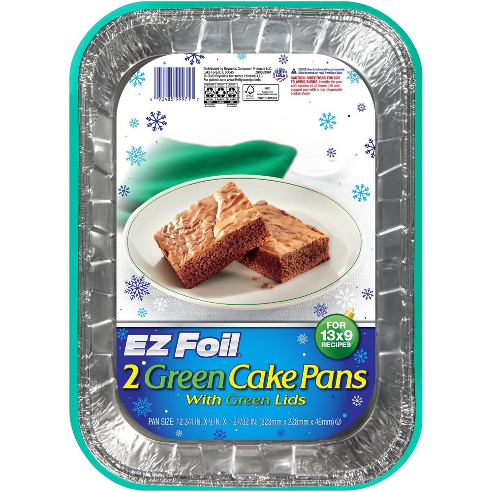 EZ Foil Green Holiday Cake Pan with Lids - 2ct