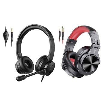S100 Adjustable Volume Control Boom Microphone PC Computer Headset with OneOdio A71 Studio Gaming Portable Wired Over Ear Headphones