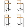 vidaXL Bar Stools 4 pcs Black Poly Rattan and Solid Wood Acacia - 2 of 4