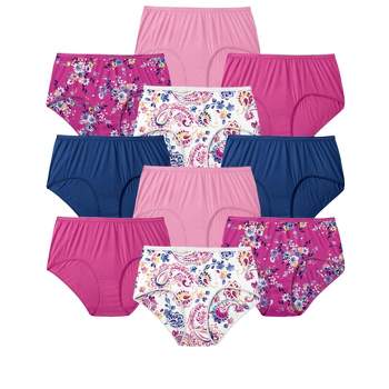 Comfort Choice Women's Plus Size Cotton Brief 10-pack - 14, Purple : Target
