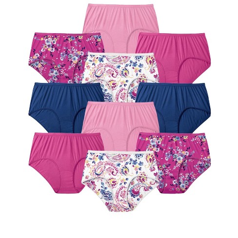 Comfort Choice Women's Plus Size Full Coverage Cotton Brief 10-pack - 7, Paisley Pack : Target