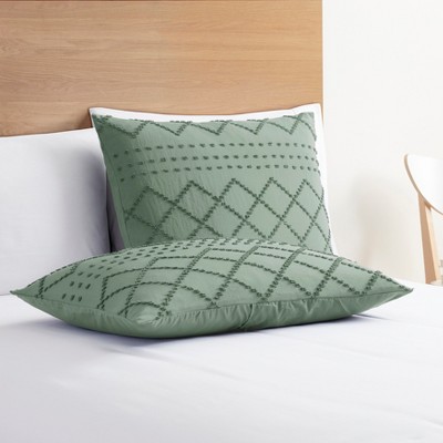 Green Microfiber Twin Duvet Cover Set with Embroidery