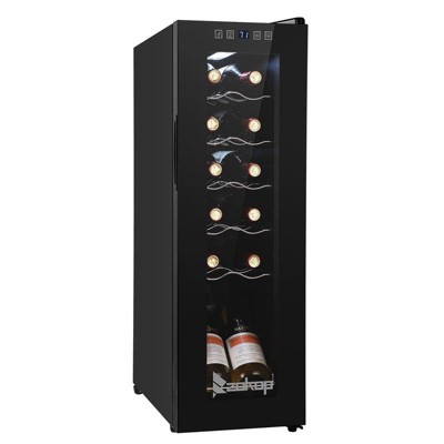 Winado 12 Bottle 1.2 Cu.Ft Electric Freestanding Compressor Beverage Cooler in Black