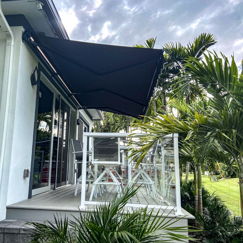 ALEKO 16 x 10 feet Motorized Black Frame Retractable Home Patio Canopy Awning 16'x10', 2 of 14