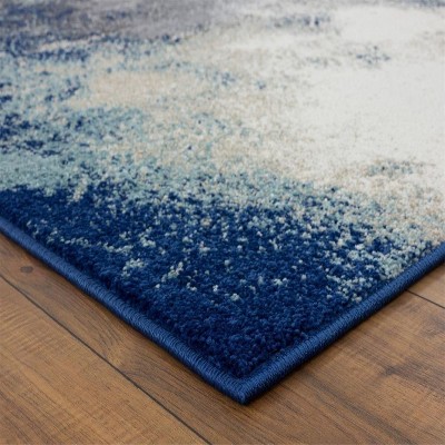 Luxe Weavers Blue Abstract 2x3 Synthetic Area Rug