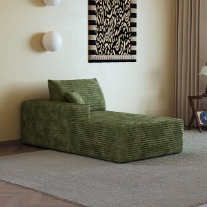 Whisen Convertible Sleeper Sofa Bed, Plush Corduroy Fabric, Back Support with Pillow - 1 of 4