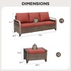 EAGLE PEAK Outdoor Rattan Furniture Set, Wicker Patio Couch, PE Rattan 3-Seat Sofa with Ottoman - 3 of 4