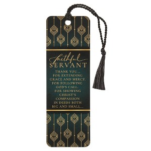 Dicksons Faithful Servant Cross Black 6 x 2 Laminated Cardstock Bookmark with Tassel Pack of 12 - 1 of 2
