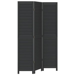 vidaXL Black Room Divider-3 Panel Wooden Privacy Screen for Living Room/Bedroom/Office, Foldable Solid Paulownia Partition - 1 of 4
