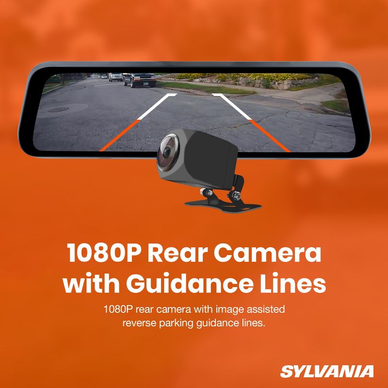 SYLVANIA Roadsight Mirror Dash Camera and Backup Camera - 340 Degree View - HD 1080p, 4 of 8