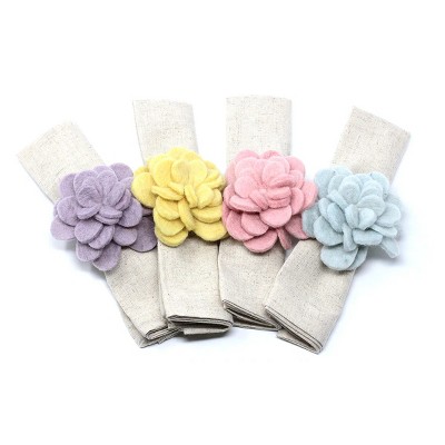 Slickblue Set of Four Zinnia Napkin Rings - Handmade Felt Flowers, 4-Inch Diameter, 2-Inch Ring, Brighten Up Your Table