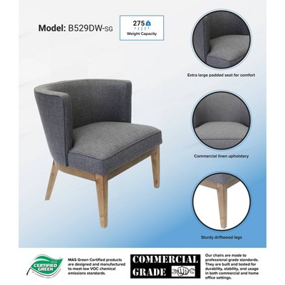 Elegant Slate Gray Barrel Accent Chair in Velvet and Wood