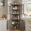 Corner Cabinet with Lights, Tall Corner Storage Cabinet with Glass Door & Adjustable Shelves, for Living Room, Kitchen, Bathroom, Gray - 4 of 4
