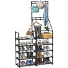 FURNIinspire Shoe Racks Simple 5 Tier Shoe Rack Storage Organizer Shoe Shelf with Freestanding Coat Rack for Entryway, Black, 12"*33"*66" - 2 of 4