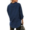 Clearlove Denim Button Down Shirt Women Long Sleeve Dressy Blouse Casual Office Work Tops V Neck Loose Jean Jacket Trendy Pocket - 2 of 4