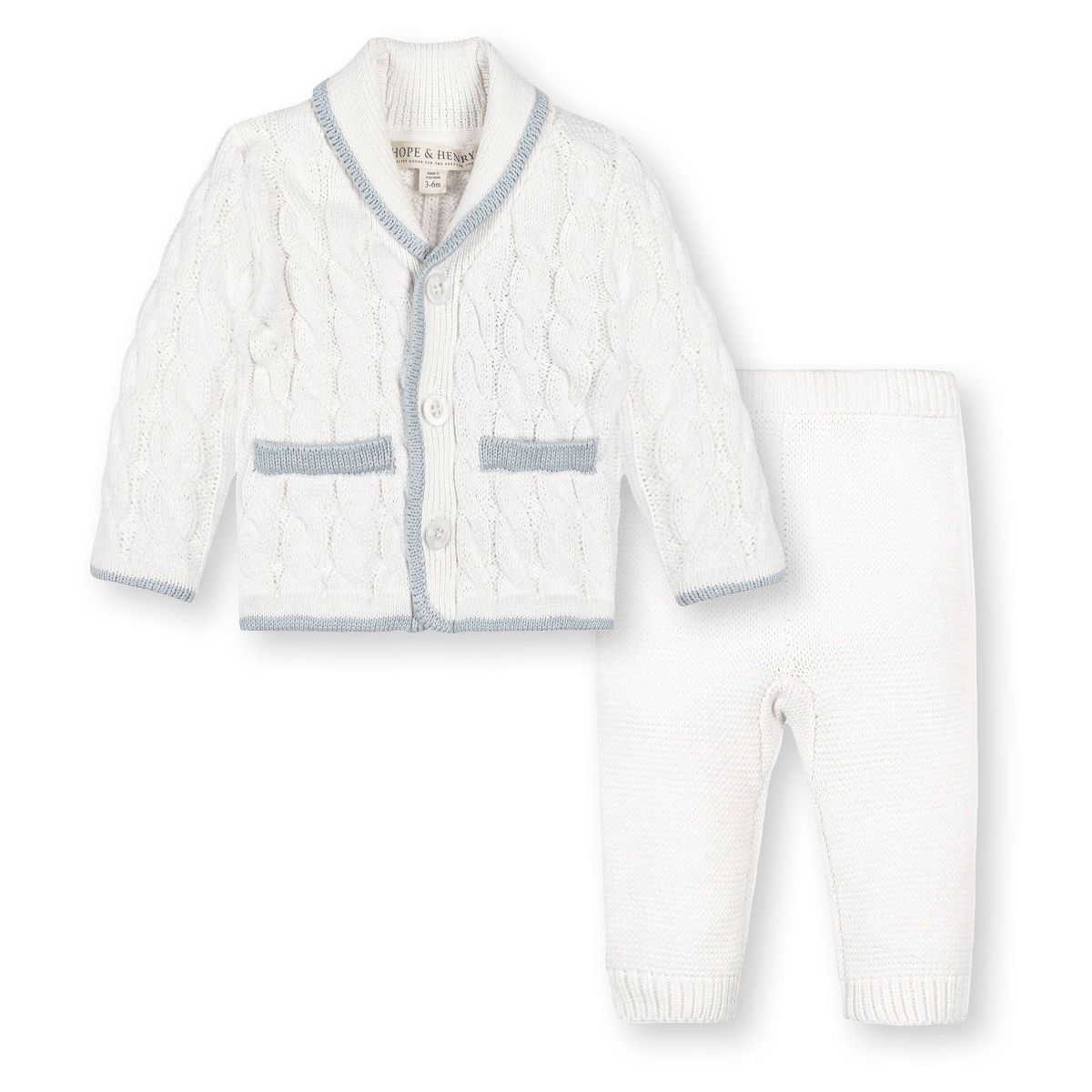 Hope & Henry Baby Long Sleeve Shawl Collar Cardigan & Legging Sweater Set, Infant