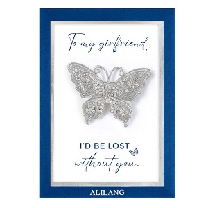 Anna-Kaci Clear Silver Butterfly Crystal Rhinestone Brooch Pin with Family or Friend Gift Message Card & Envelope Jewelry Gifts - 1 of 4