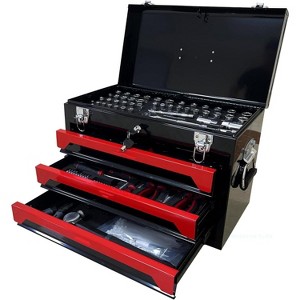 3 Drawers Tool Box with Tool Set, Tool Chest with 439-Piece Tool Set, Tool Box with 3 Drawers, Tool Chest Organizer for Garage - 1 of 4