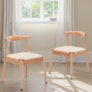 MAYEERTY Set of 2 Modern Dining Chairs, Solid Wood Legs & Woven Rope for Kitchen - 1 of 4