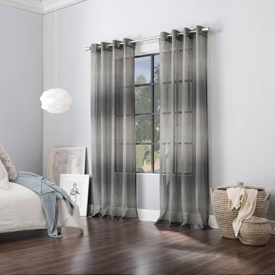 Gray Ombre Sheer Grommet Curtain Panel