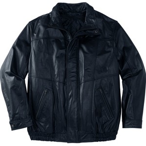 KingSize Men's Big & Tall Leather Bomber Jacket - 1 of 4