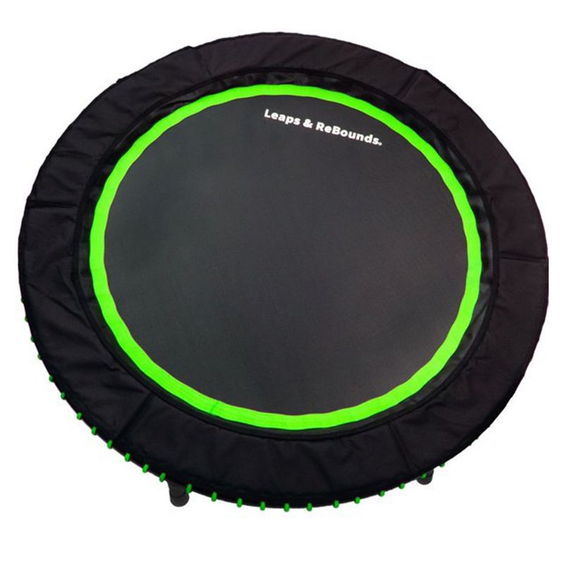 LEAPS & REBOUNDS 48" Round Mini Fitness Trampoline & Rebounder Indoor Home Gym Exercise Equipment Low Impact Workout for Adults, Green, 1 of 8