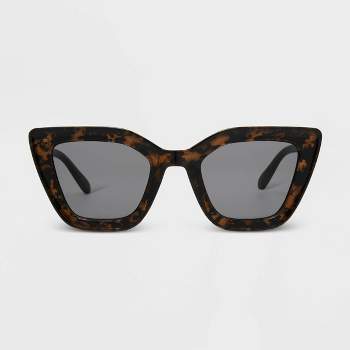 Women's Shiny Plastic/Metal Cateye Sunglasses - Universal Thread™ Brown/Tortoise Print