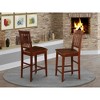 East West Furniture,Vernon Counter Stools with Wood Seat - Mahogany Finish, Set of 2 - 2 of 3
