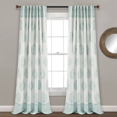 2pk Light Filtering Teardrop Leaf Window Curtain Panels - Lush Décor