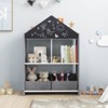 Infans Kids Dollhouse Bookshelf w/ Writable Chalkboard  Whiteboard 4 Top Compartments - 3 of 4