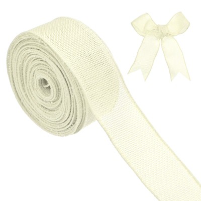 Unique Bargains Burlap Wired Edge Durable Thick Fabric Ribbons for DIY Crafts 1 Pc