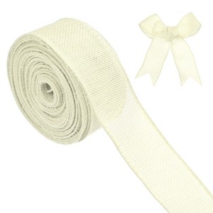 Unique Bargains Burlap Wired Edge Durable Thick Fabric Ribbons for DIY Crafts 1 Pc - 1 of 4